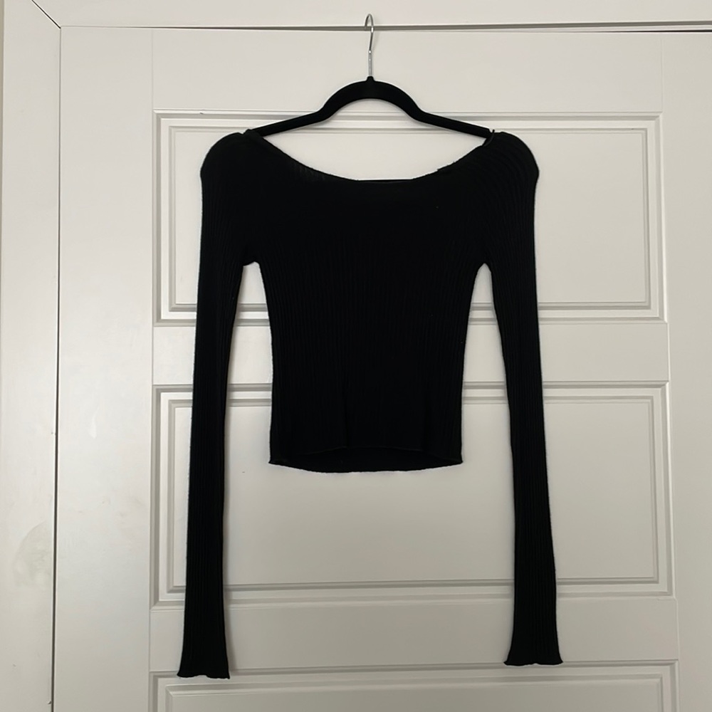 Brandy Melville Black Ribbed Long Sleeve Top